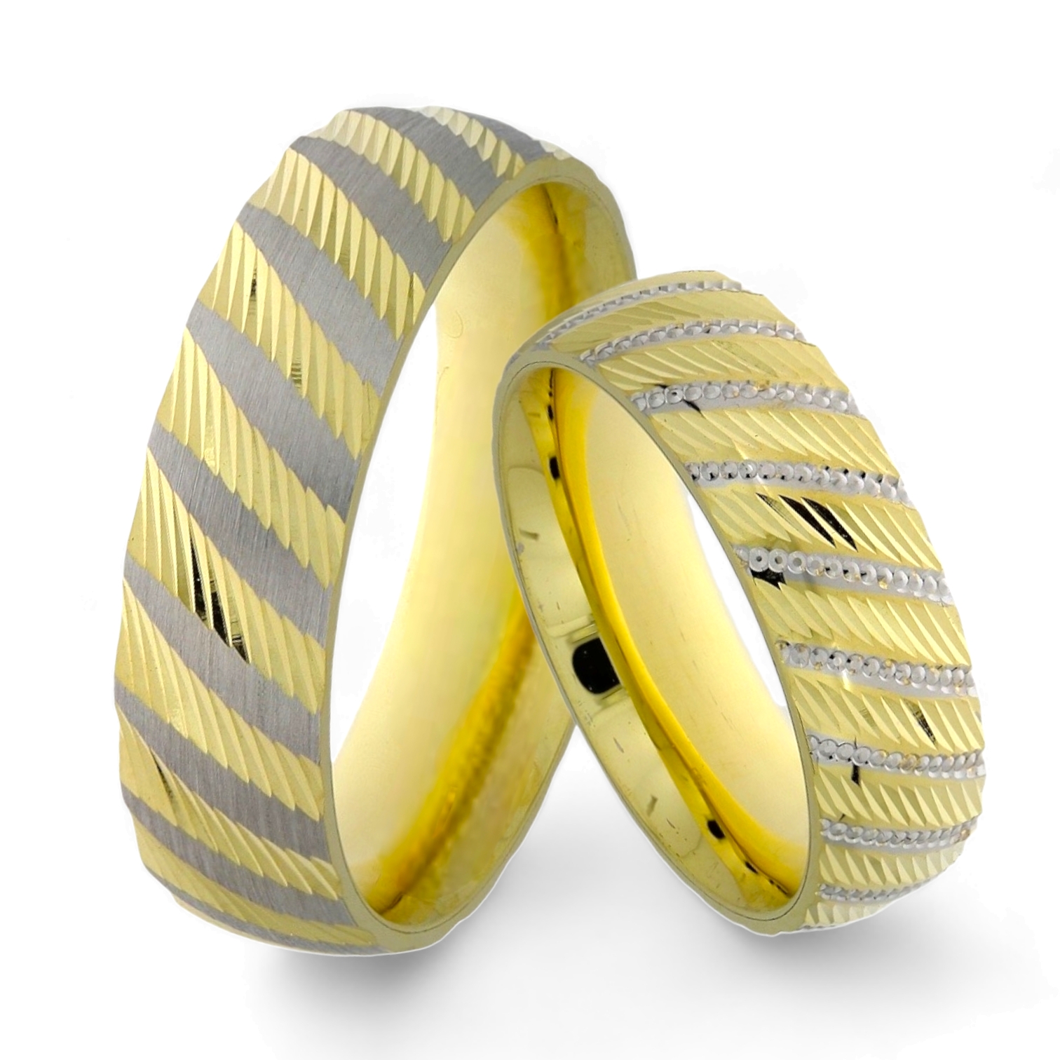 Gouden Trouwringen 6 mm Bicolor 14 karaats EXC0037 3 Gouden Trouwringen 6 mm Bicolor 14 karaats