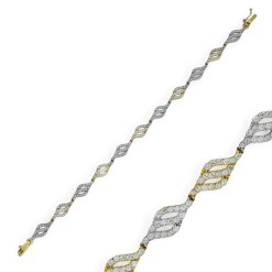 Gouden Dames Armband Bicolor Zirkonia 18 cm 7 mm 14 karaats