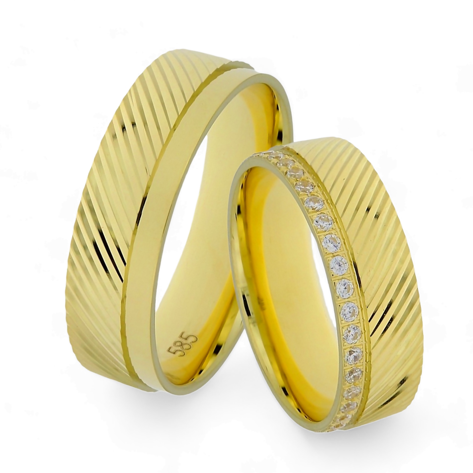 Gouden Trouwringen 6 mm Rondom Steen ELW0361 3 Gouden Trouwringen 6 mm Rondom Steen ELW0361