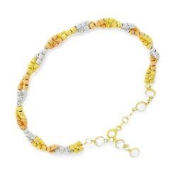 Alternative view of Driekleurig Gouden Dorika Armband 5 mm Verstelbaar 14 karaats