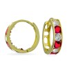 Gouden Kinderoorbellen 11 mm 3 mm Rode Zirkonia 14 karaats