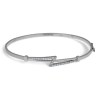 Witgouden Bangle Armband 62 mm 8 mm Fantasie Vlak Buis Dop Zirkonia 14 karaats