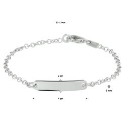 Zilveren Kinder Graveerarmband Jasseron plaat 4 mm 11 + 2 cm