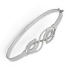Witgouden Bangle Armband 61 mm 11 mm Fantasie Vlak Buis Dop Zirkonia 14 karaats