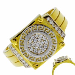 Gouden Herenring Grieks Zirkonia 18 karaats