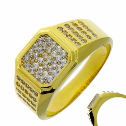 Gouden Herenring Zirkonia 18 karaats