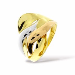 Gouden tricolor damesring fantasie 18 karaats