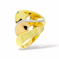 Gouden tricolor damesring fantasie 18 karaats