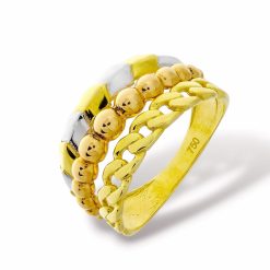 Gouden tricolor damesring fantasie 18 karaats