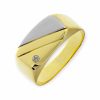 Gouden Zegelring Bicolor 0.03 ct Diamant 14 karaats