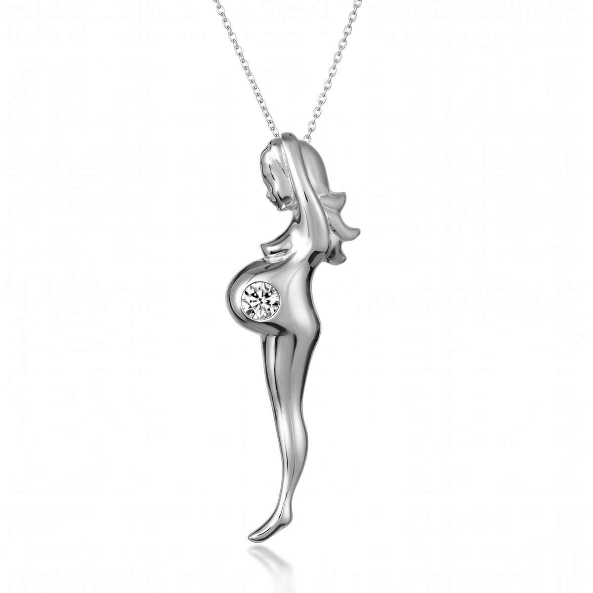 Witgouden Ketting Geboorte Hanger Diamant 18 karaats 3 Witgouden Ketting Geboorte Hanger Diamant 18 karaats