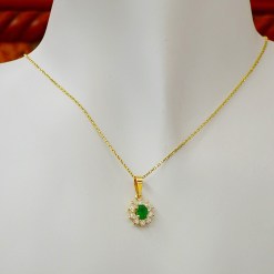 Alternative view of Gouden Ketting met Hanger Diamant Smaragd 14 karaats