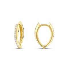 Gouden Oorringen Ovaal 17 mm 3.2 mm Zirkonia 14 karaats