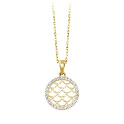 Gouden Ketting Rond Fantasie Hanger 14 karaats 42 cm