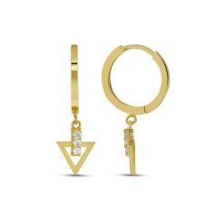 Gouden Oorringen Met Driehoek Hanger 27 mm 2 mm 14 karaats