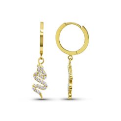 Gouden Oorringen Met Slang Hanger 33 mm 2 mm 14 karaats