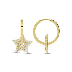 Gouden Oorringen Met Ster Hanger 22 mm 2 mm 14 karaats