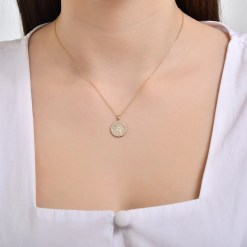 Alternative view of Gouden Ketting Poolster Hanger Zirkonia 14 karaats