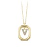 Goud Hanger Letter V met Ketting Zirkonia 14 karaats