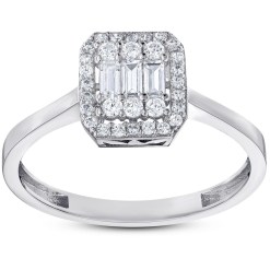 Witgouden Damesring Baguette Zirkonia 14 karaats