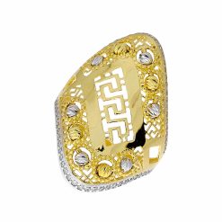 Gouden Damesring Fantasie Griekse Tekens 14 karaats