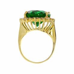 Gouden Damesring Smaragd Zirkonia 14 karaats