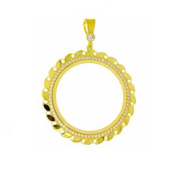 Gouden Muntrand Hanger Voor Gouden Tientje - Halve Lira - Hele Resat Zirkonia Pullu 14 karaats