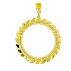 Gouden Muntrand Hanger Voor Hele Lira Ataturk Zirkonia Pullu 14 karaats