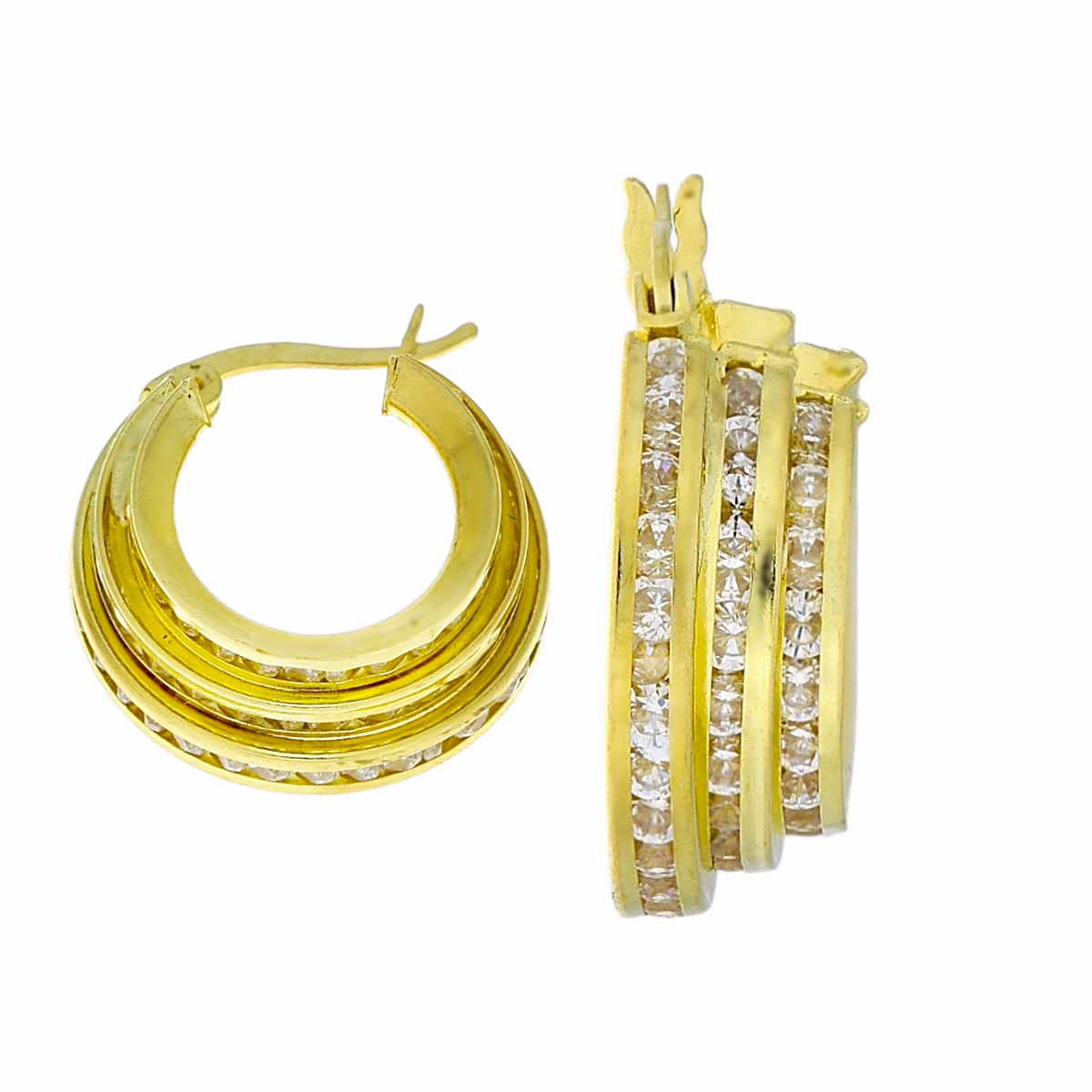 Gouden Oorringen 16.5 mm 6 mm Zirkonia 14 karaats 3 Gouden Oorringen 16.5 mm 6 mm Zirkonia 14 karaats