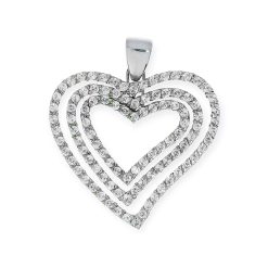 Gouden Hanger Hart Zirkonia Witgoud 14 karaats