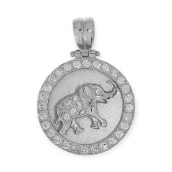 Gouden Hanger Olifant Zirkonia Witgoud 14 karaats