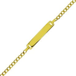 Gouden Kinderarmband Graveerplaat Gourmette Gratis Graveren 14 cm 14 karaats