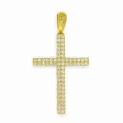 Gouden Kruis Hanger 48 mm 27 mm Zirkonia 14 karaats