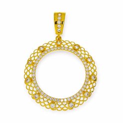 Gouden Muntrand Hanger Voor Gouden Tientje - Halve Lira - Hele Resat Zirkonia Anatoli 14 karaats