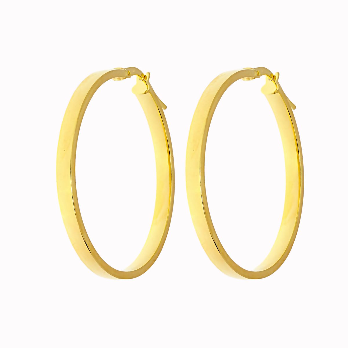 Gouden Oorringen Glans Plat Buis 34 mm 3 mm 14 karaats 3 Gouden Oorringen Glans Plat Buis 34 mm 3 mm 14 karaats