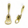 Gouden Hang Oorbellen Panter 34 mm 10 mm Zirkonia 14 karaats 2 Gouden Hang Oorbellen Panter 34 mm 10 mm Zirkonia 14 karaats