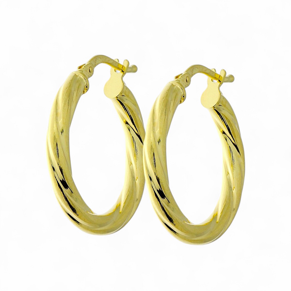 Gouden Oorringen Ronde Buis 21 mm 2.7 mm Gedraaid 14 karaats 3 Gouden Oorringen Ronde Buis 21 mm 2.7 mm Gedraaid 14 karaats