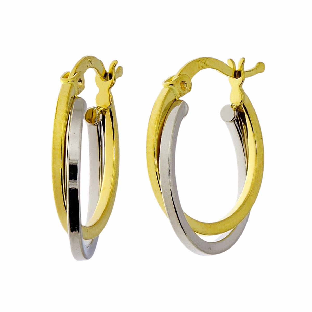 Bicolor Gouden Oorringen 18 mm 3 mm 18 karaats 3 Bicolor Gouden Oorringen 18 mm 3 mm 18 karaats