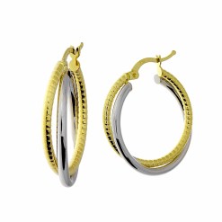 Bicolor Gouden Oorringen 26 mm 4 mm 18 karaats