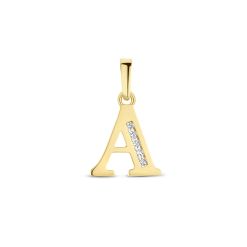 Goud Hanger Letter A Zirkonia 14 karaats