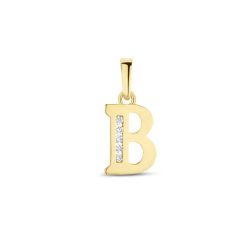 Goud Hanger Letter B Zirkonia 14 karaats