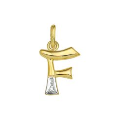 Goud Hanger Letter F Diamant 14 karaats