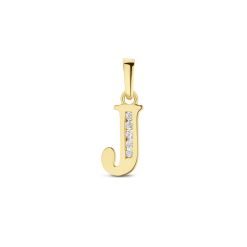 Goud Hanger Letter J Zirkonia 14 karaats