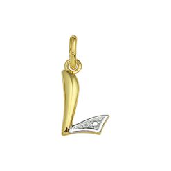 Goud Hanger Letter L Diamant 14 karaats
