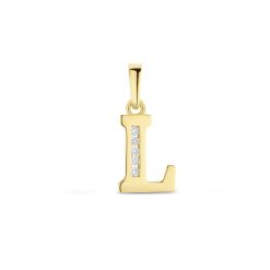 Goud Hanger Letter L Zirkonia 14 karaats