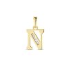 Goud Hanger Letter N Zirkonia 14 karaats