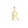 Goud Hanger Letter R Zirkonia 14 karaats