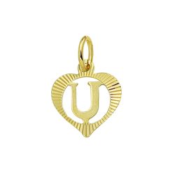 Goud Hanger Letter U Hart 14 karaats