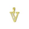 Goud Hanger Letter V Zirkonia 14 karaats