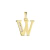 Goud Hanger Letter W Zirkonia 14 karaats
